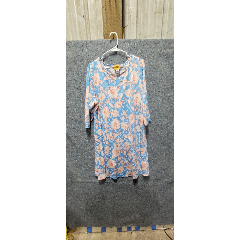 Retro Ruby‎ Rd Blue & Orange Floral Dress 2XL